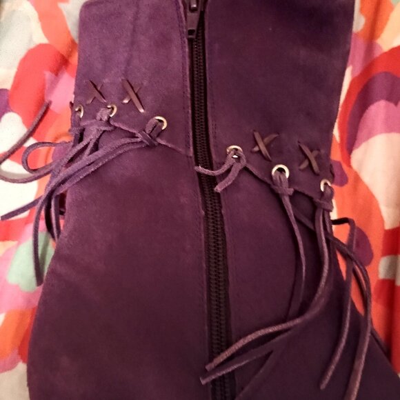 Women Oak Tree Farms Purple Boots, 9, Zip Up, Low Chunky Heel, New - Picture 5 of 6